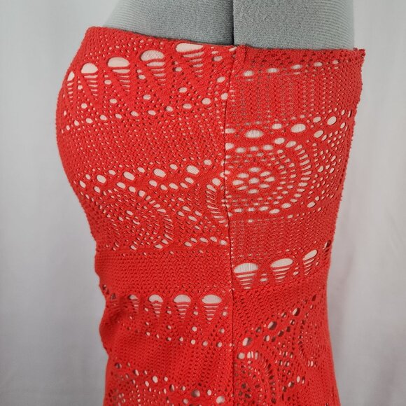 Free People Red Crochet Strapless Dress With Tie Detail Size L - Picture 14 of 16